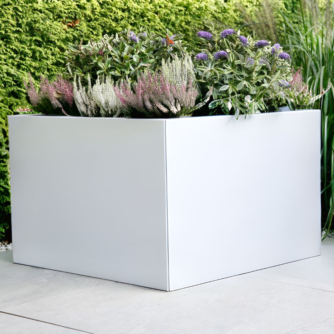 Bloembak Vlak Wit - 60 cm hoog