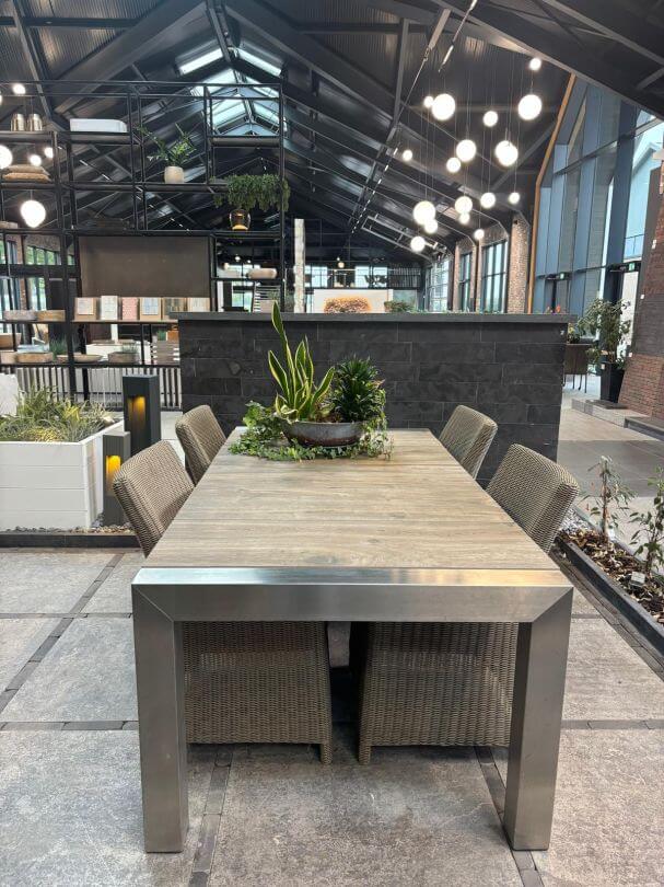 Tuintafel met Keramisch houtlook tafelblad
